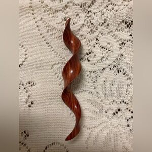 Hand Carved Wood Spiral Hairstick